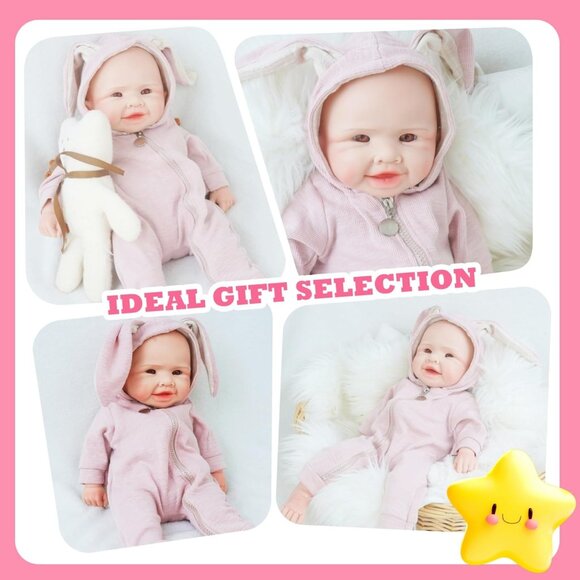 🆕17 Inch Realistic Full Silicone Lifelike Reborn Smiling Girl With Open Eyes - Picture 12 of 13